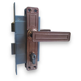 Дверная ручка с замком Мотор-Сич ЗВ-7 бронза