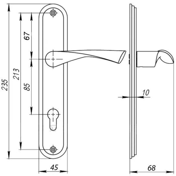 Ручки на планці USK A-85/40-012 AB бронза