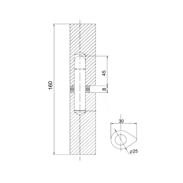 Петля приварна крапля 25*160 мм