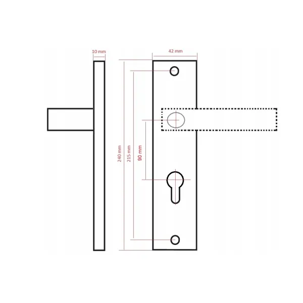 Дверна ручка на планці Klamka kw. 90 мм чорна